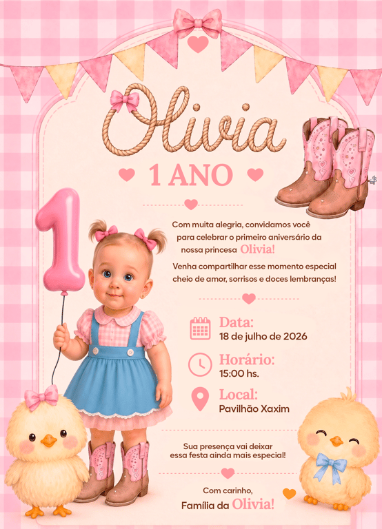 Convite da Olivia